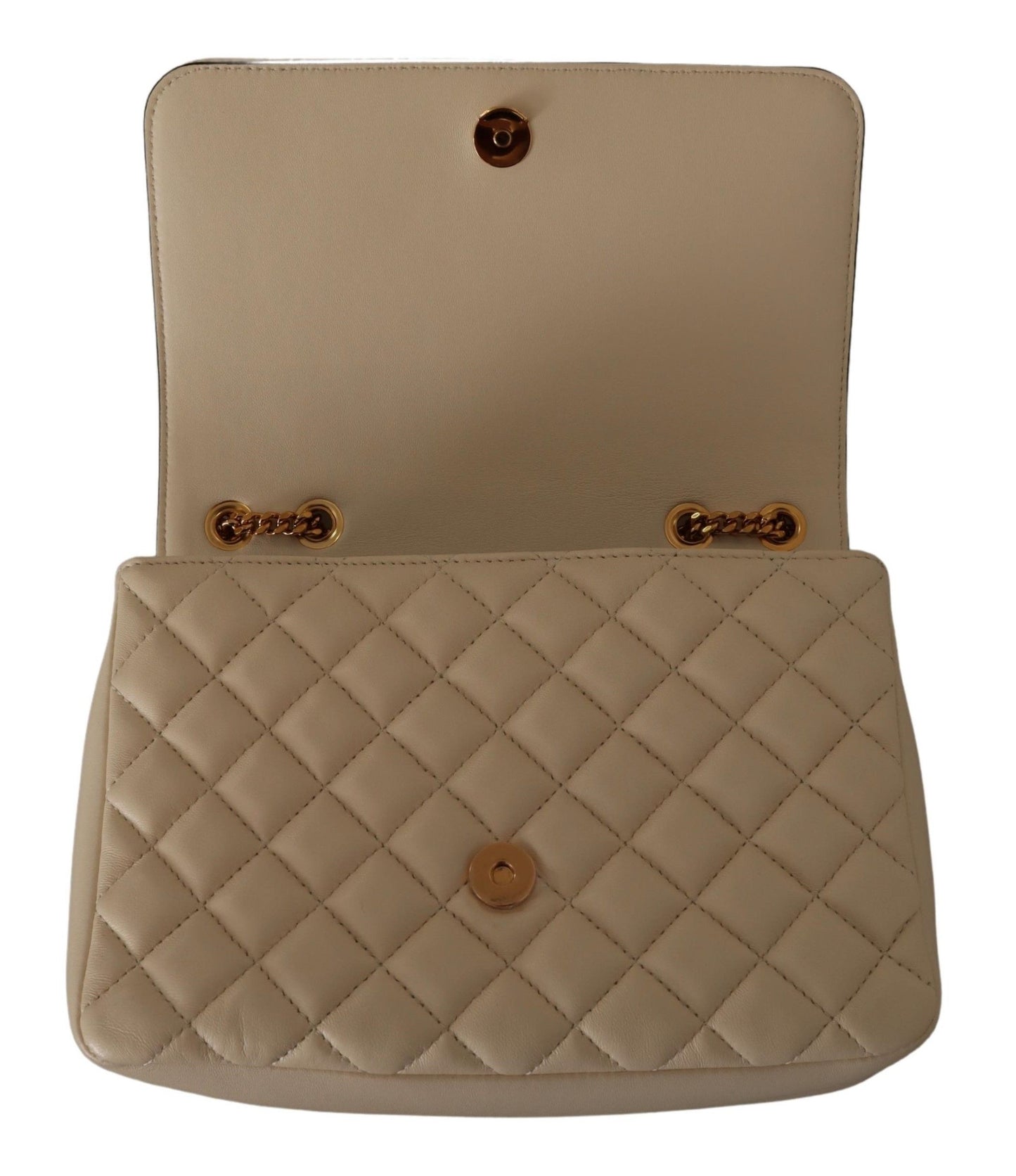 Elegant White Nappa Leather Shoulder Bag