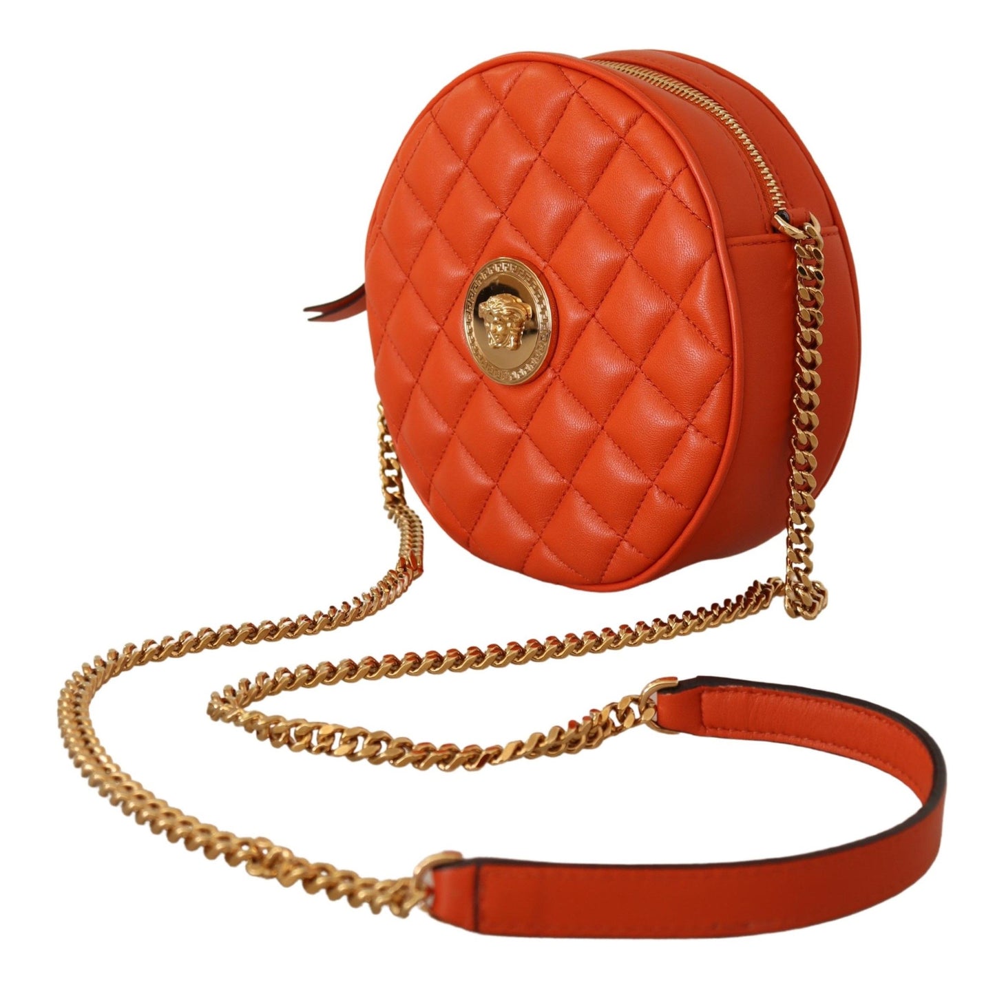 Elegant Round Nappa Leather Crossbody Bag