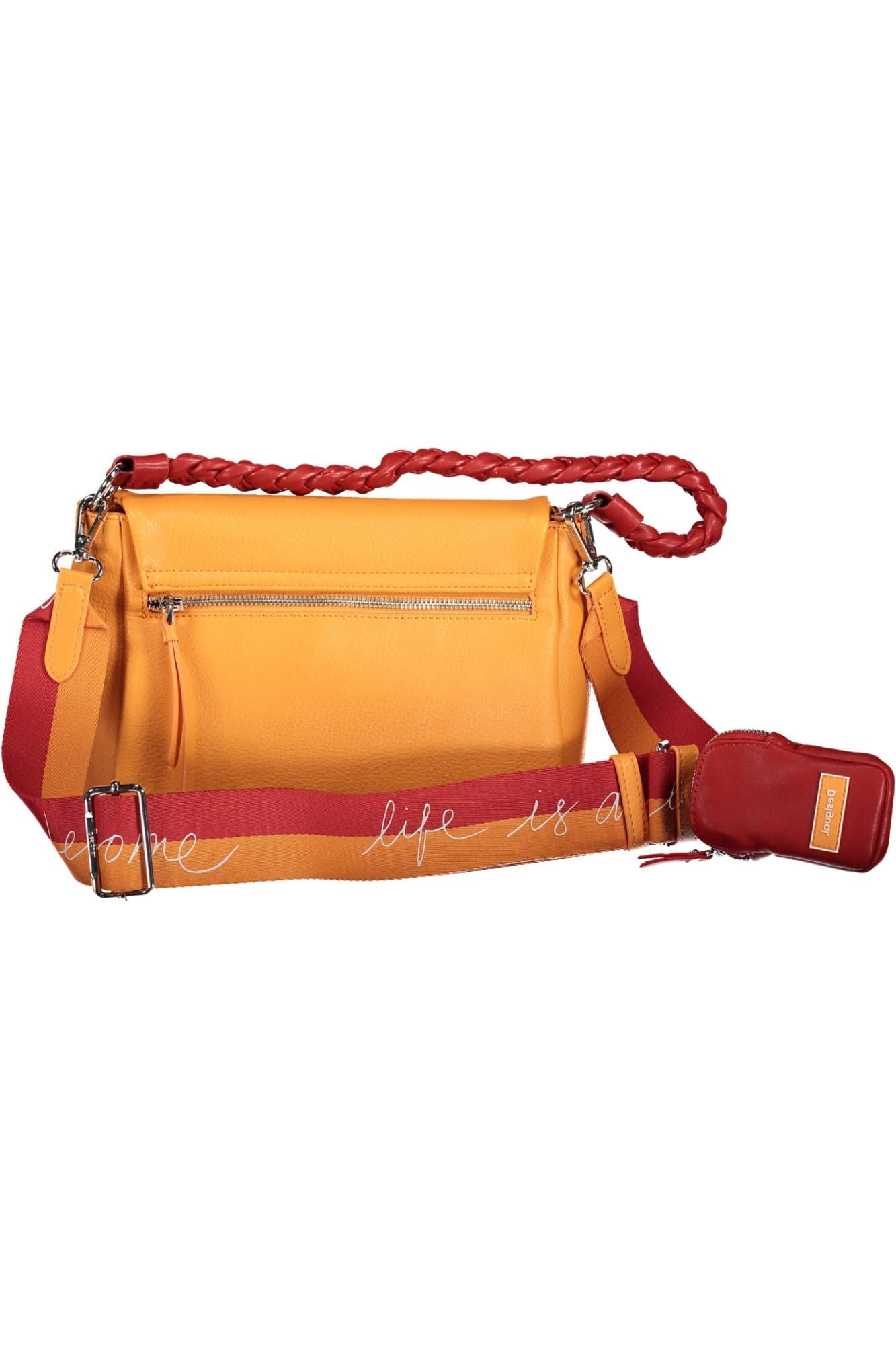 Chic Orange Shoulder Bag with Contrasting Details