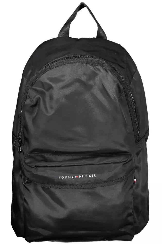 Black Polyester Men Backpack