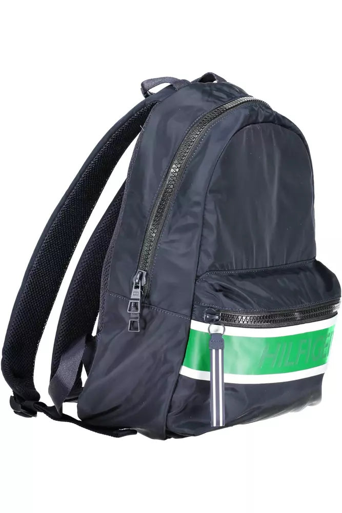 Blue Polyester Men Backpack