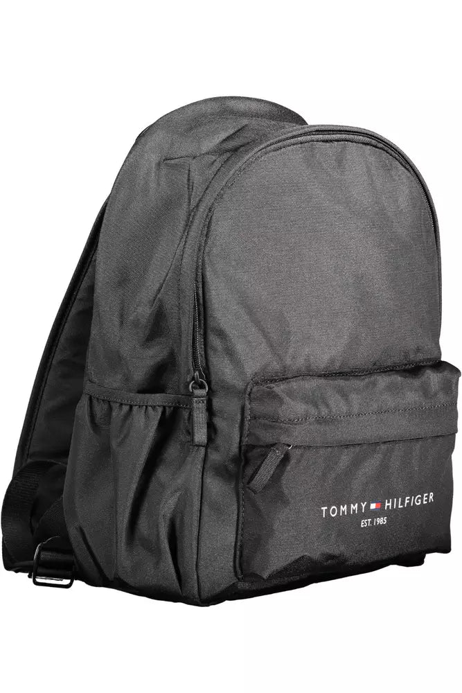 Black Polyester Men Backpack