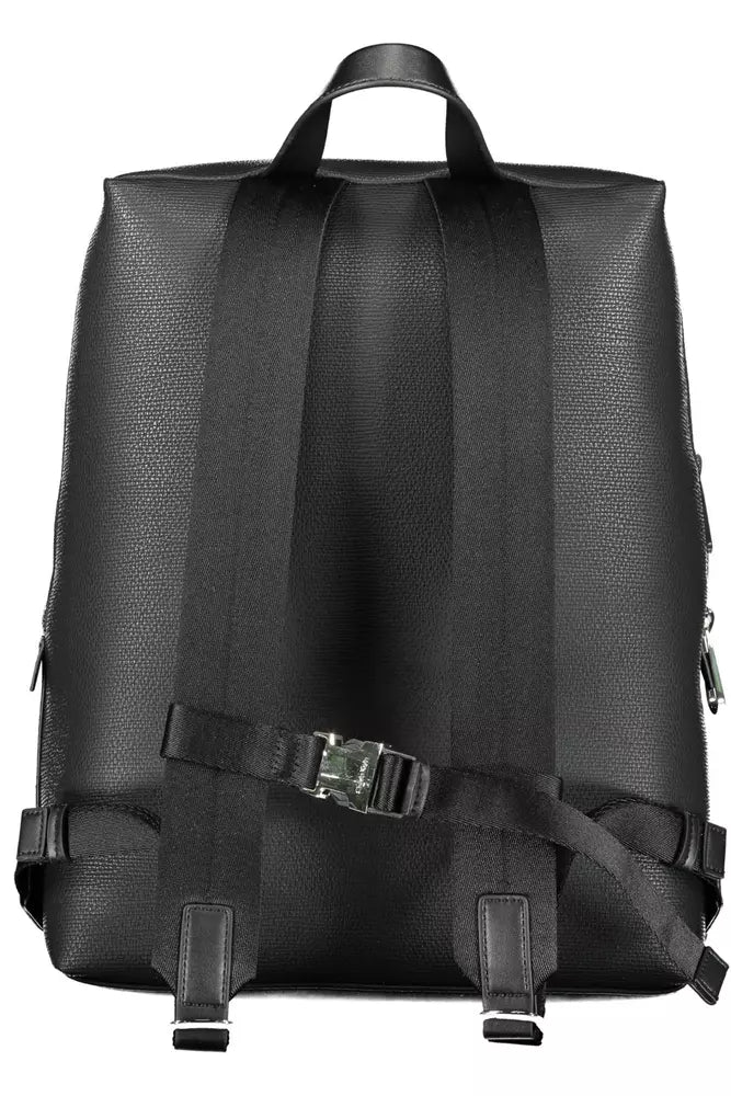 Black Polyester Men Backpack