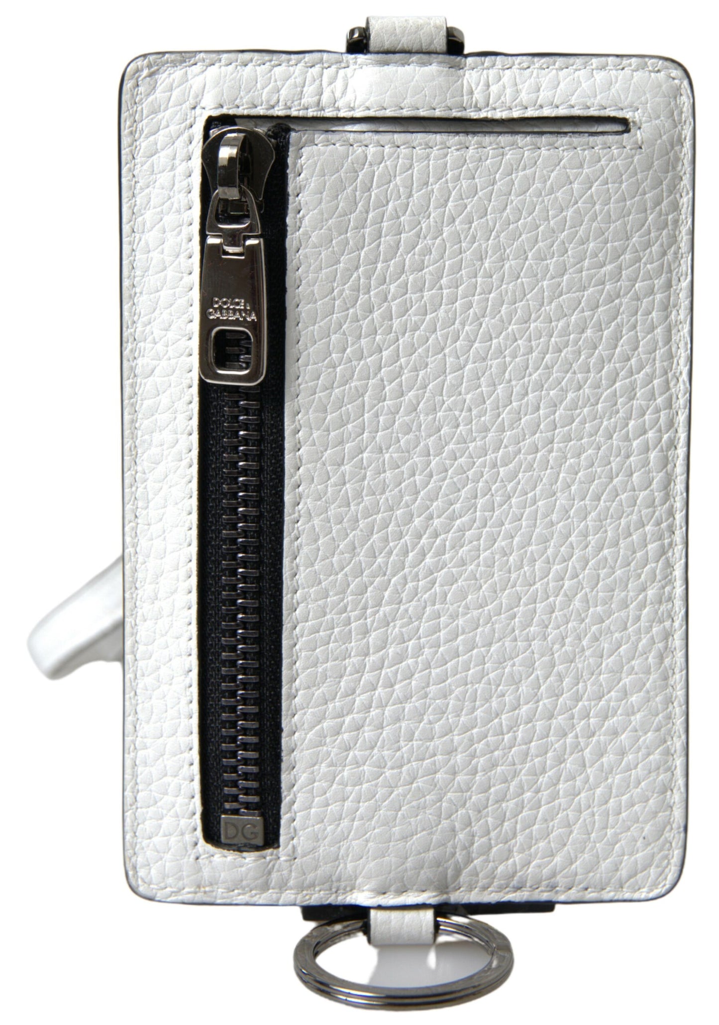 Elegant White Leather Cardholder Lanyard