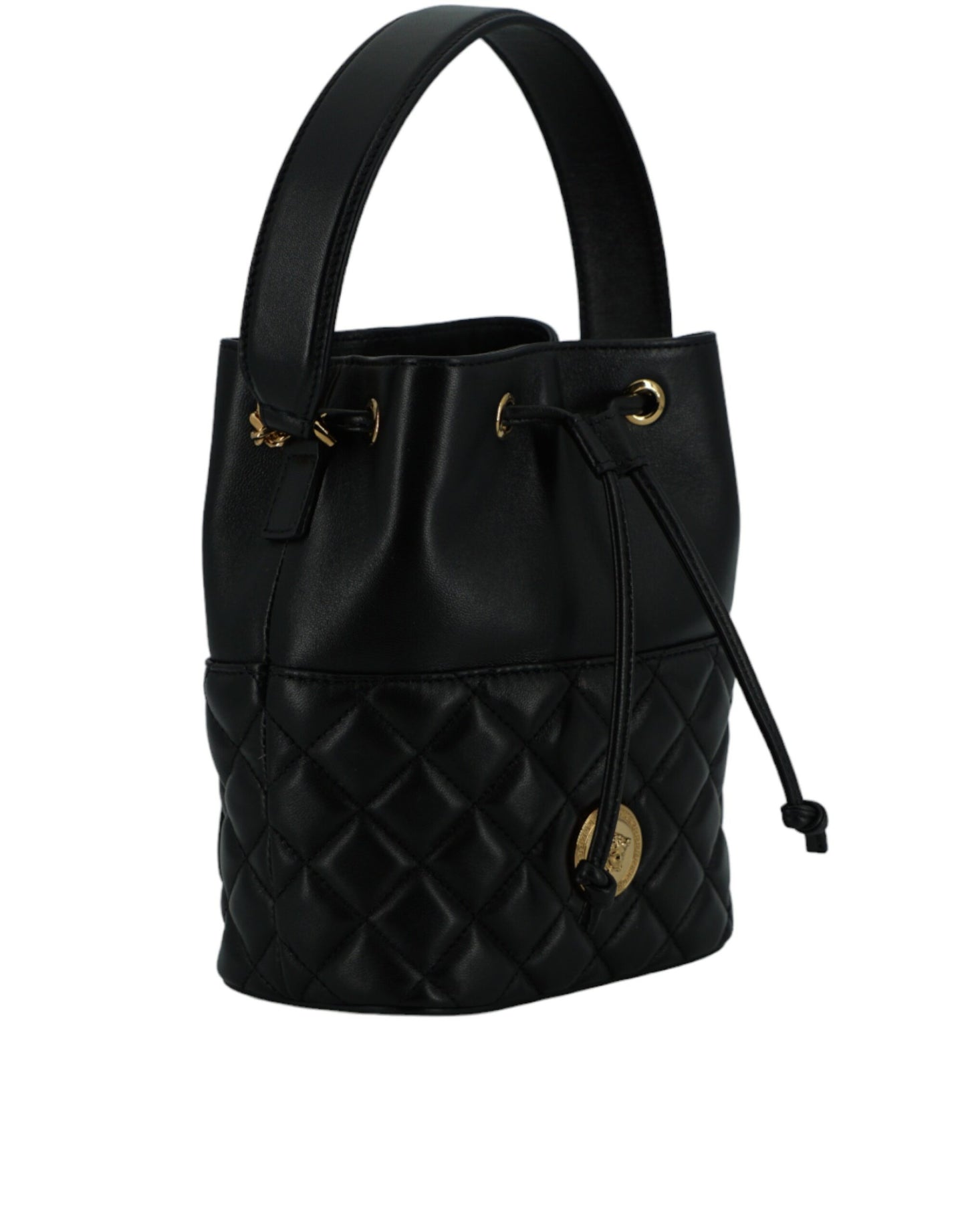 Elegant Black Leather Bucket Shoulder Bag