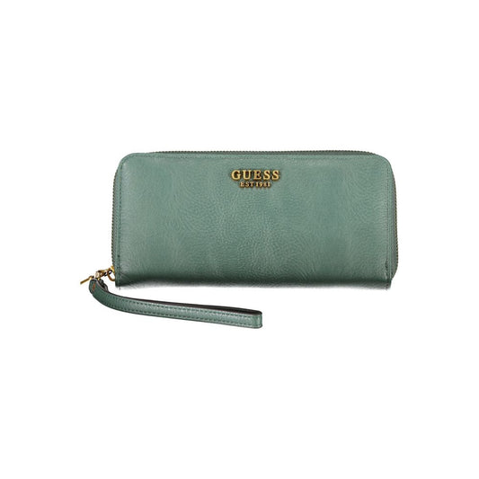 Chic Green Polyethylene Wallet with Multiple Compartments