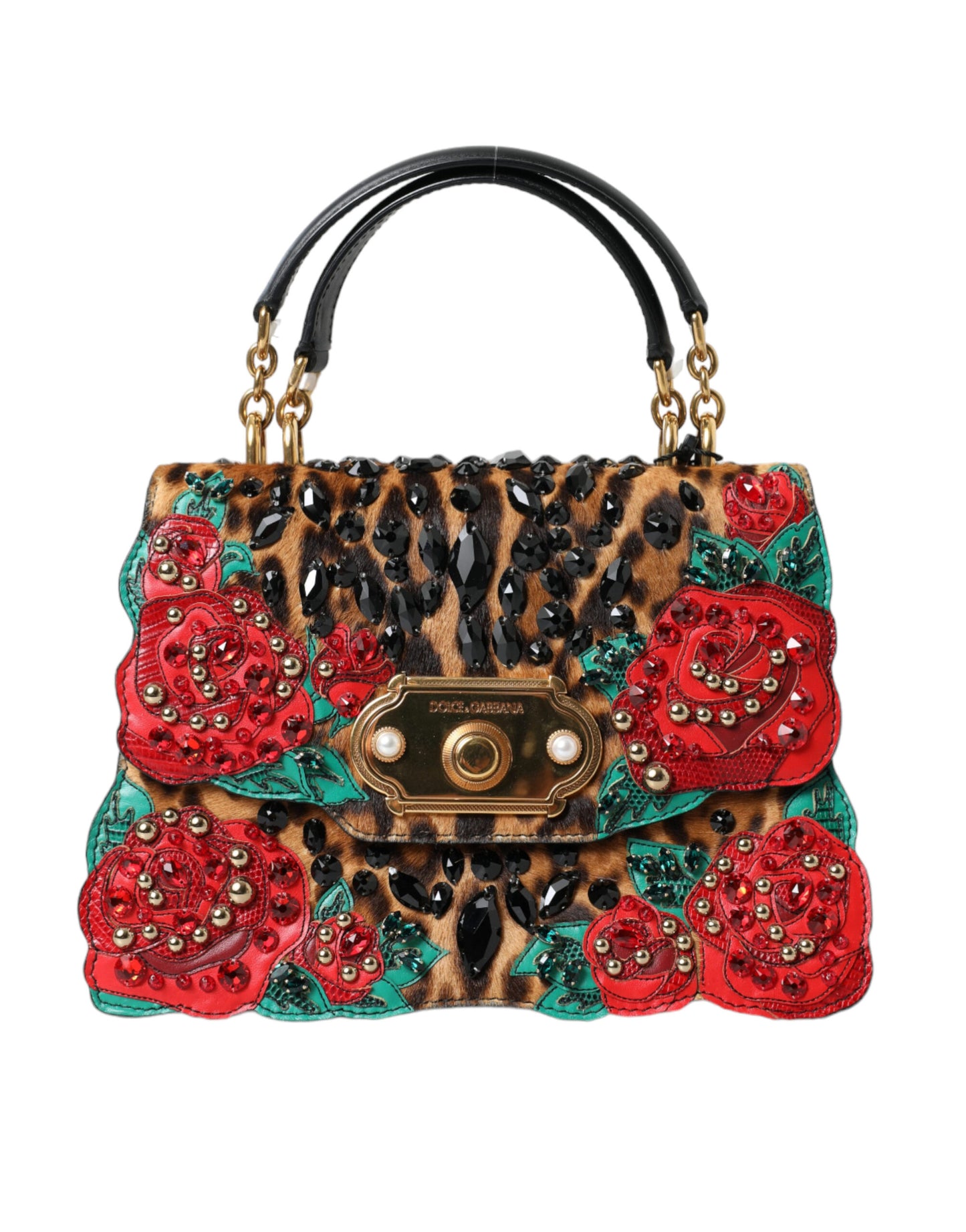 Chic Leopard Embellished Tote with Red Roses!