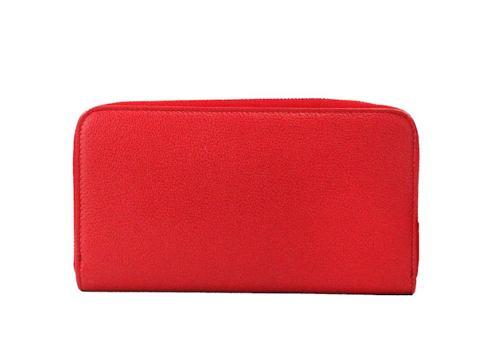 Elmore Red Embossed Logo Leather Continental Clutch Wallet