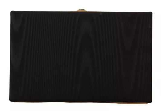 Black Silk Gold Frame Clutch Evening Party Purse Bag