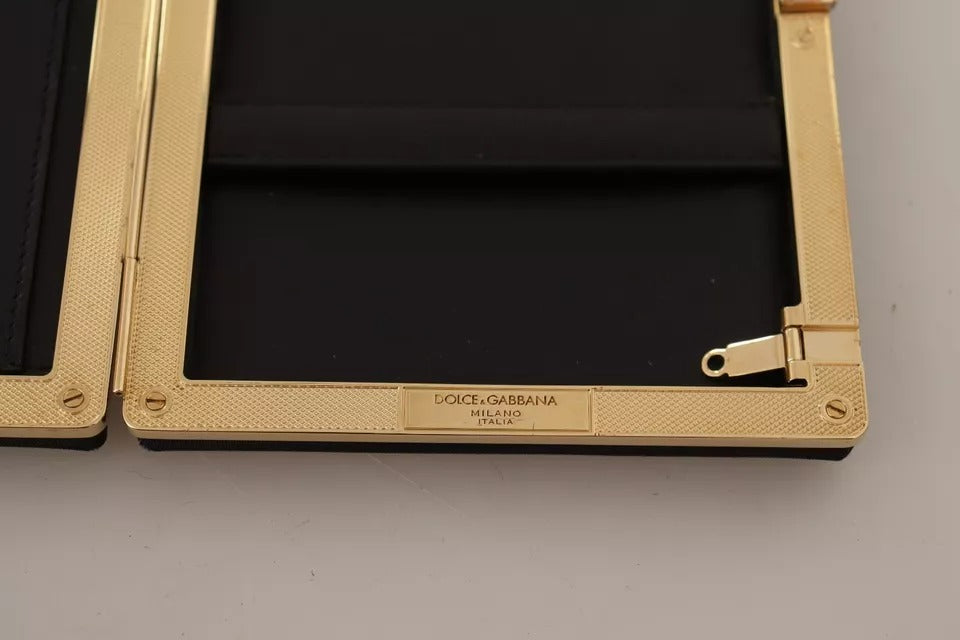 Black Silk Gold Frame Clutch Evening Party Purse Bag