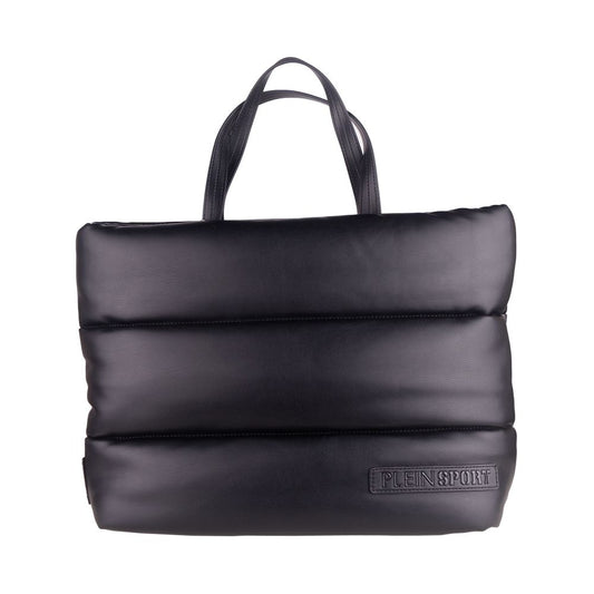 Elegant Black Padded Eco-Leather Shopper