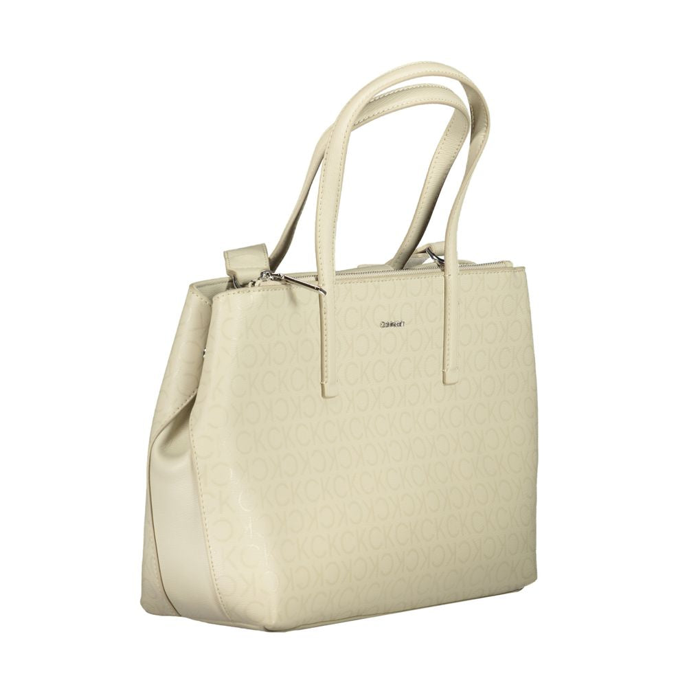 Beige Polyester Handbag